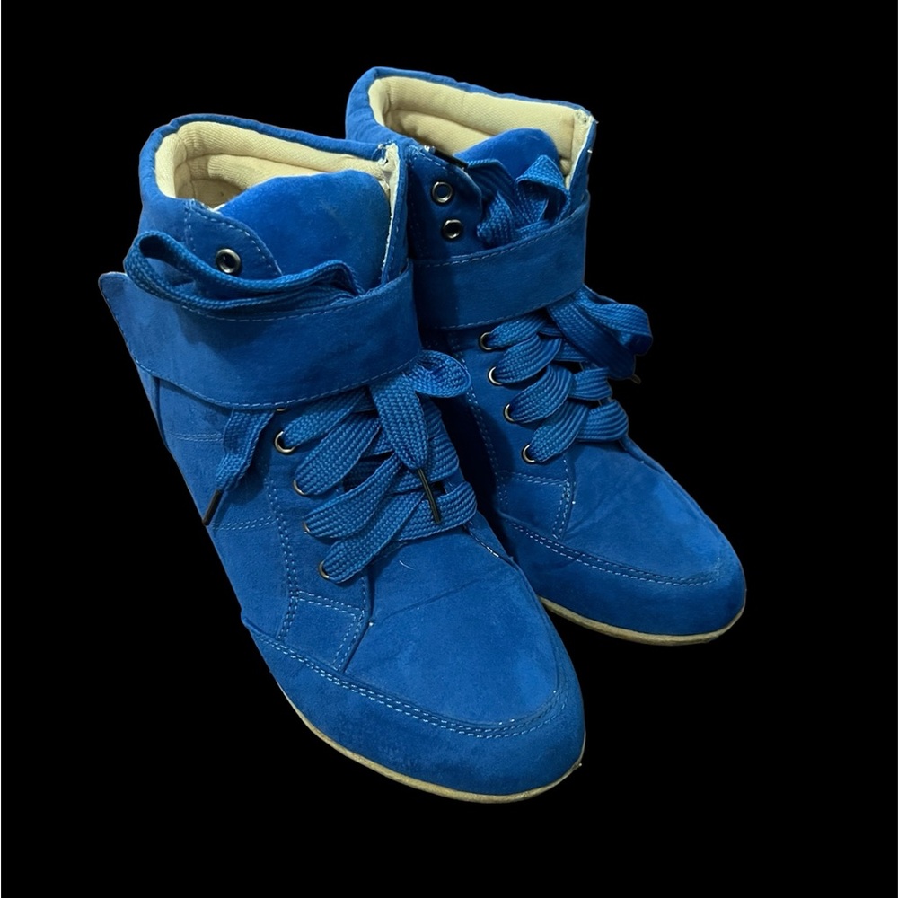 Marilyn Moda Blue Felix Wedges Sz 7